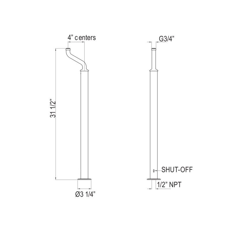 Floor Pillar Legs, Polished Chrome