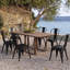 45cm Stackable Black Metal Patio Chairs, Industrial Tolix‑Style Side Chairs for Kitchen Patio Bistro