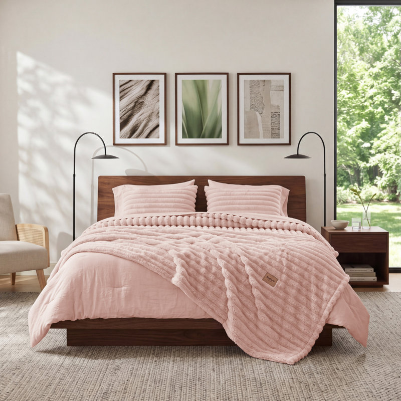 Bedsure King 2-in-1 Comforter Set with Detachable Fluffy Blanket – Peachskin SnapTech Design Bed-in-a-bag, All-Season Bedding Set(Set of 6)
