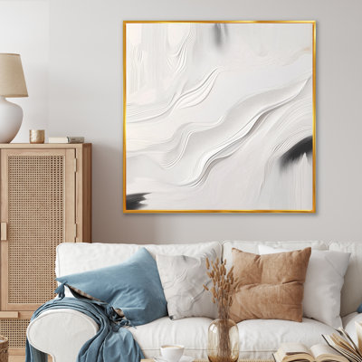 «White and Grey Ripples Of Stone V», impression sur toile encadrée en marbre abstrait