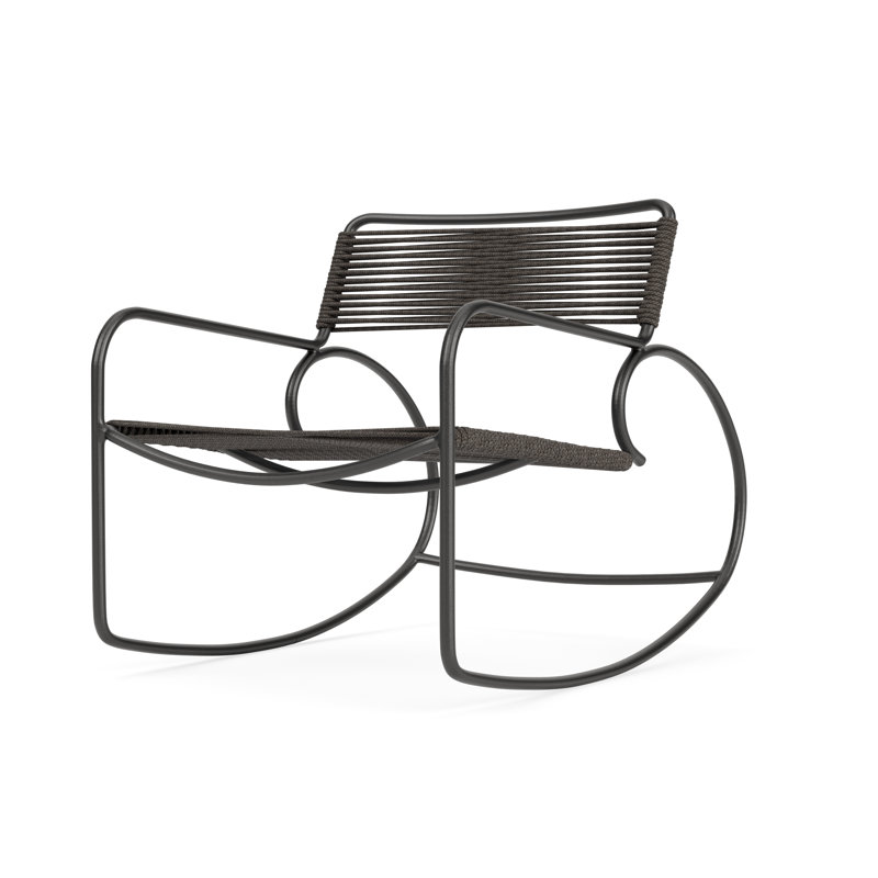 Walter Lamb Outdoor Rocker Chair, Textured Pewter/Brown