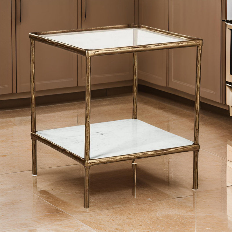 Broadhurst Glass Top End Table with Storage