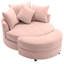 Fauteuil demi-tonneau pivotant à 360 ° avec repose-pieds avec rangement et 4 coussins, fauteuil de loisirs moderne en chenille pour salon