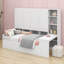 Lit de jour simple en bois avec tiroirs, bureau et tablettes-2128191134-1911908314