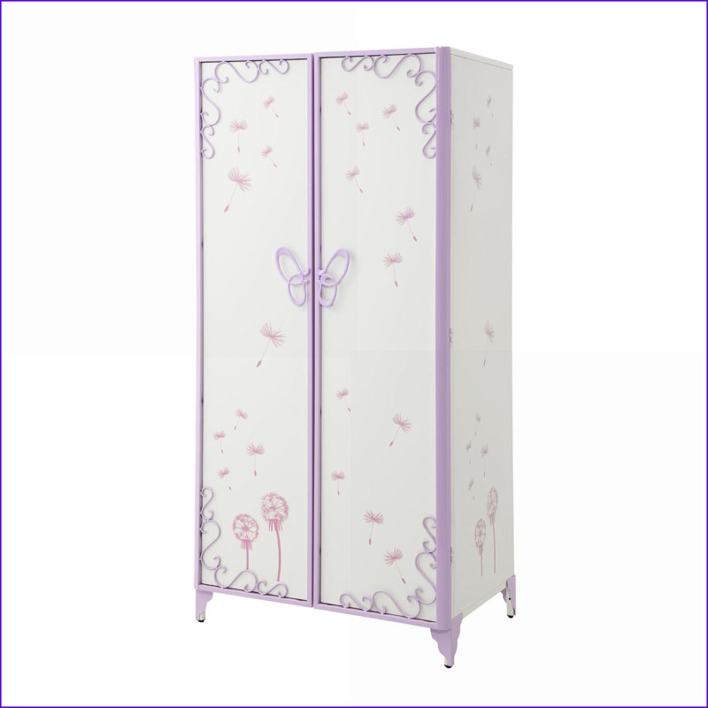 Commodes et amp; Garde-robes | Élégante garde-robe papillon en métal avec rangement | Blanc, mauve
