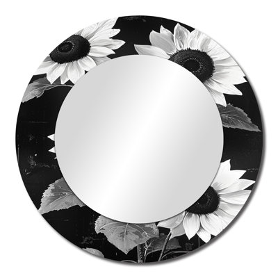 Midnight Sunflowers Beauty - Floral Decorative Mirror Wall Art - Printed On Metal