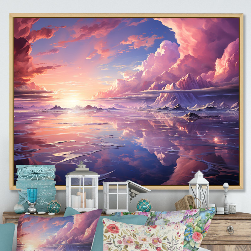 Kawaii paysage nuages IV, H 16 po x l 32 po x P 1 po, Cadre naturel flottant