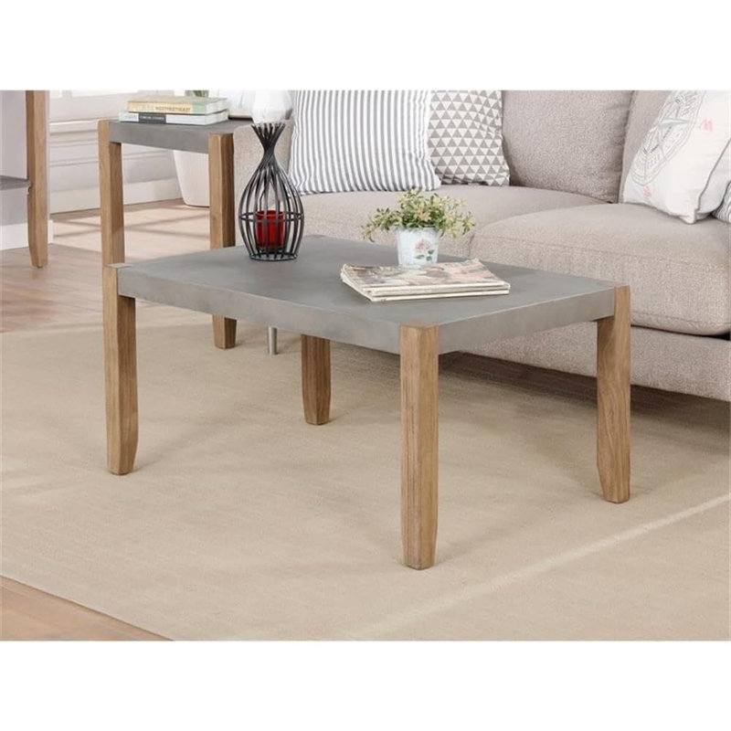 Table basse en faux béton et bois 36 "L