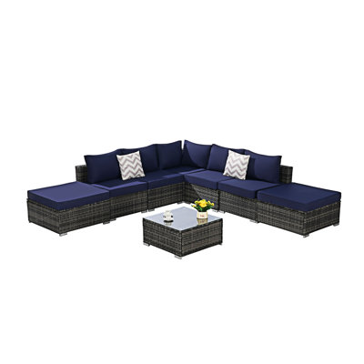 8 Pieces Outdoor Conversation Sets with Washable Cushions