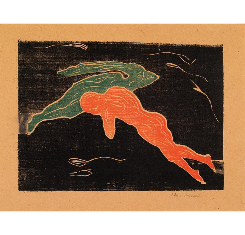 «Encounter in Space» par Edvard Munch - Art mural sur toile tendue avec châssis, H 24 po x l 17 po