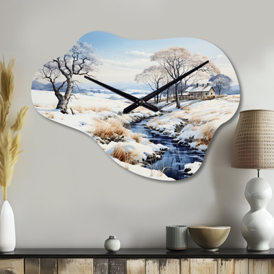 «Ernest River Snow River Winters Solitude» - horloge murale
