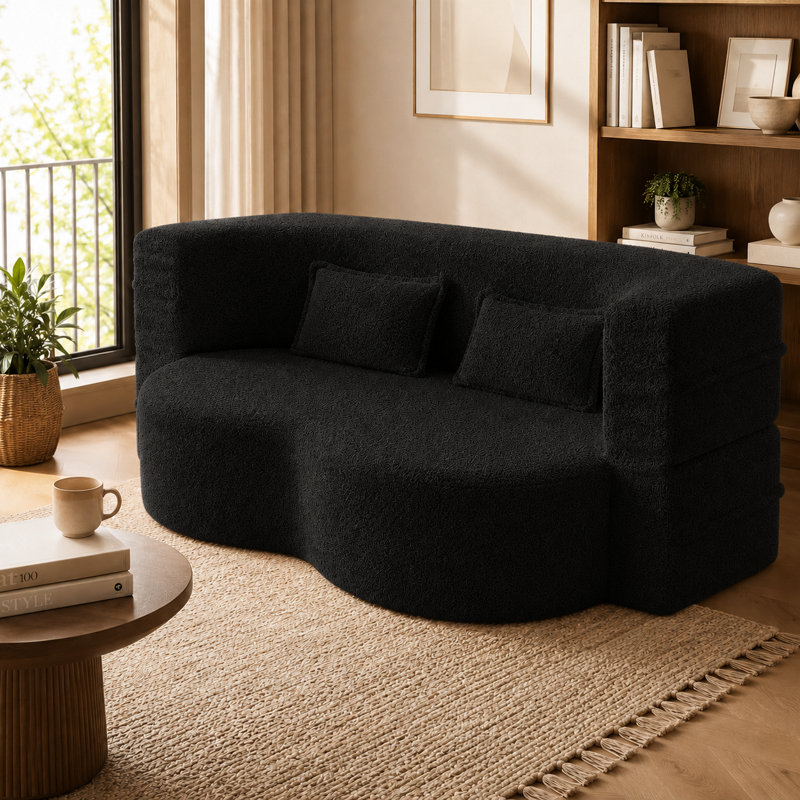 Canapé-lit pliant Boneless 2-en-1 - Canapé-lit 78 po Boneless, Ours en peluche noir