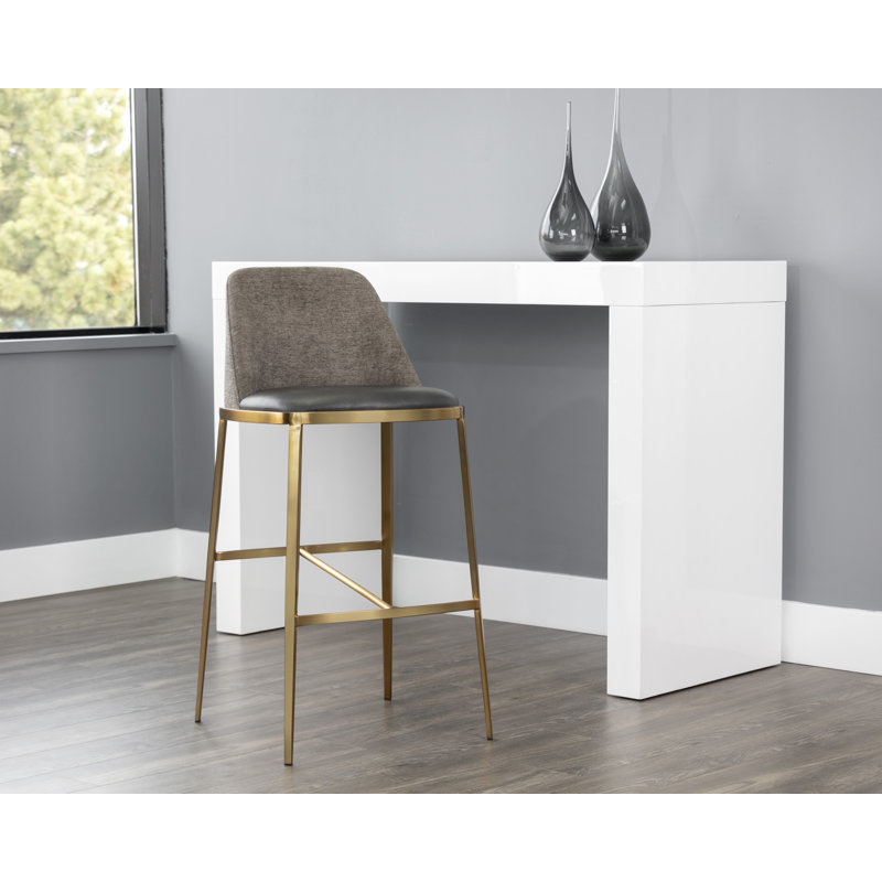 Dover Upholstered Stool with Metal Frame, Gray, Bar Stool (30” Seat Height)