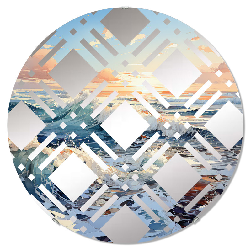 Océan Winter Scenery I - Miroir décoratif à carreaux | Rond, 31,4 po x 31,4 po