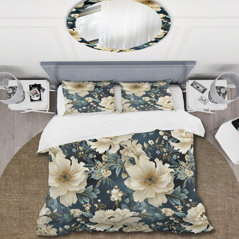 Literie V à motif contemporain, Housse de couette pour très grand lit et 2 très