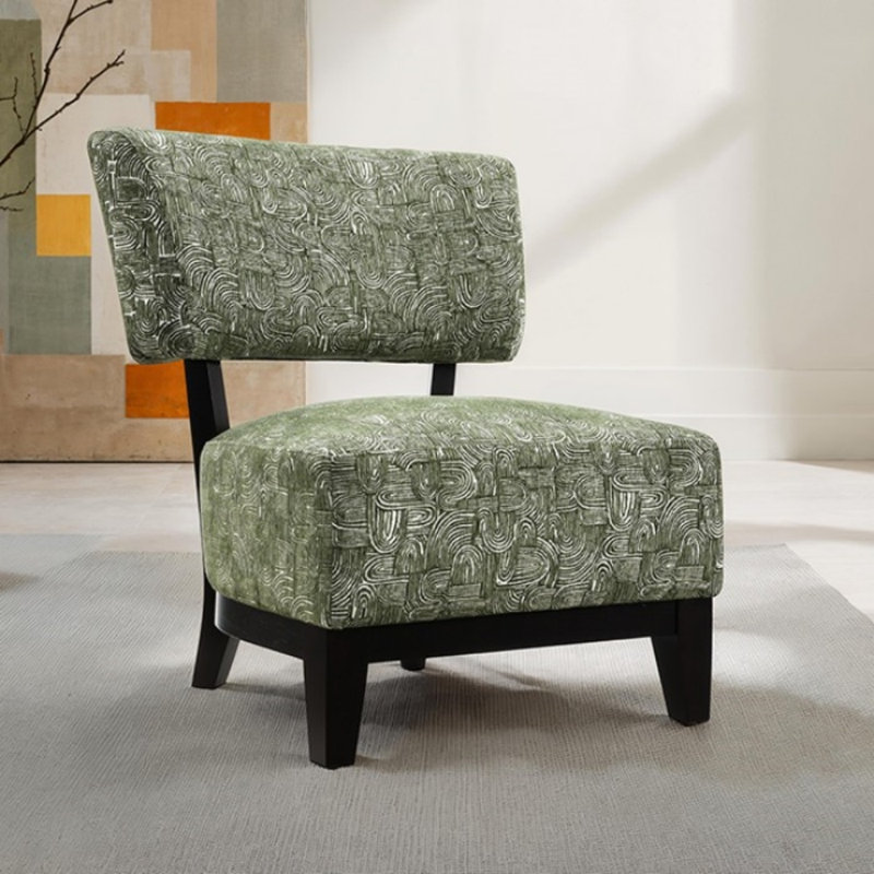 Fauteuil d'appoint rembourré avec dossier incliné Swirle, Vert