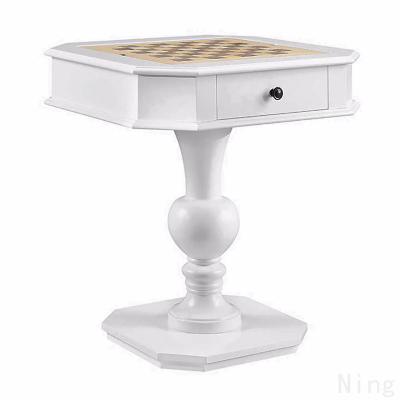 Table de jeu blanche à 2 tiroirs, L 28,5 po x l 28,5 po x H 30,5 po