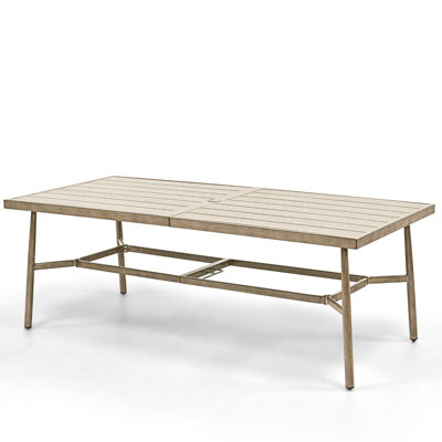 Table de salle à manger 84 po avec trou pour parasol, porche et cour arrière