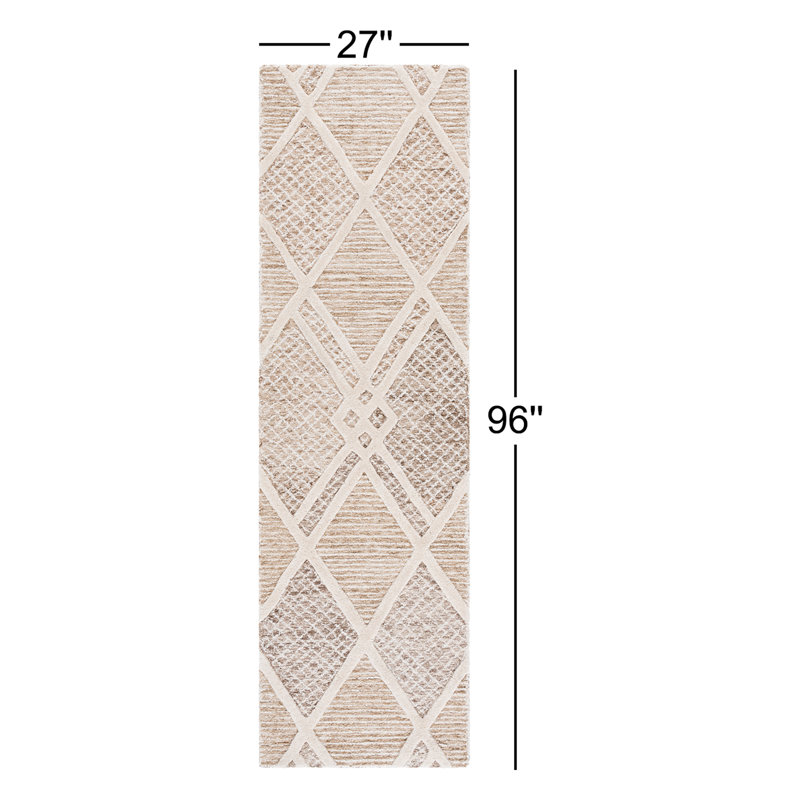Geometric Hand-Tufted Wool and Cotton Area Rug, Runner 2'3" x 8'