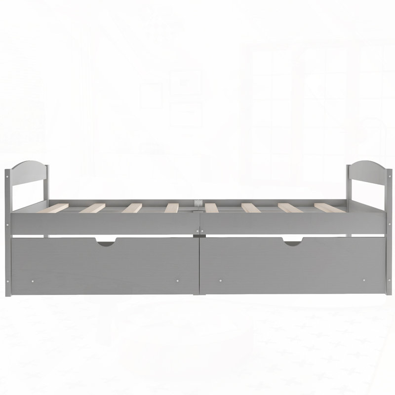 Wooden Daybed with 2 drawers, Grey