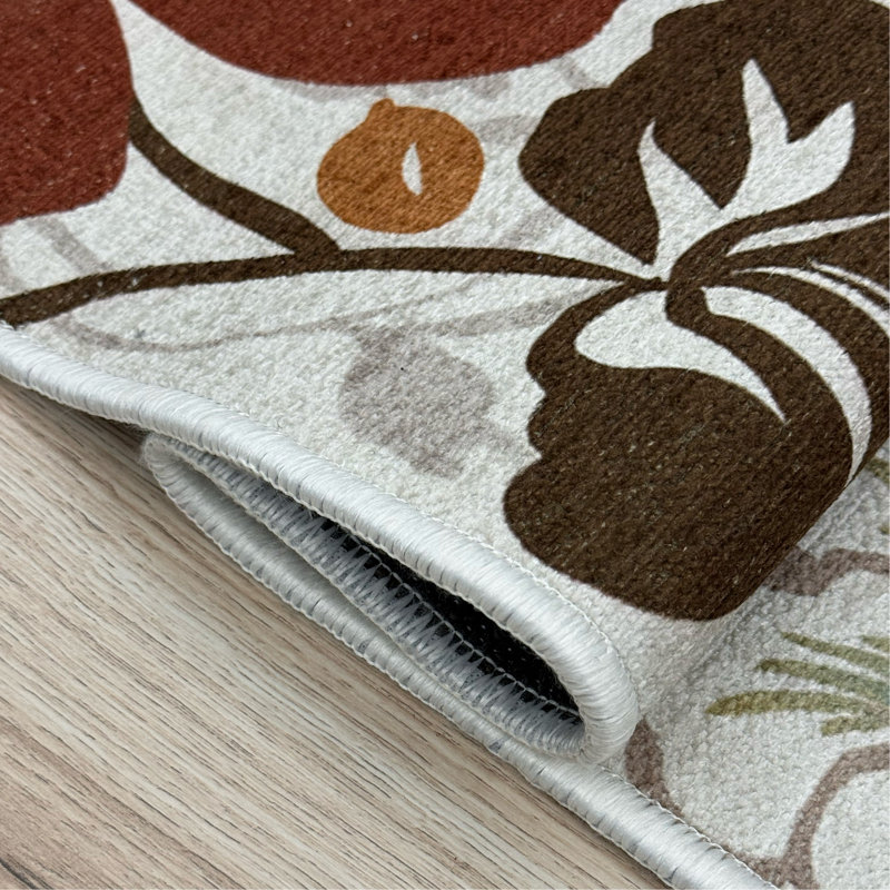 Kailua Custom Size Rug Big Floral Slip Resistant Low Pile Rugs by Feet, Runner 2'2" x 19'