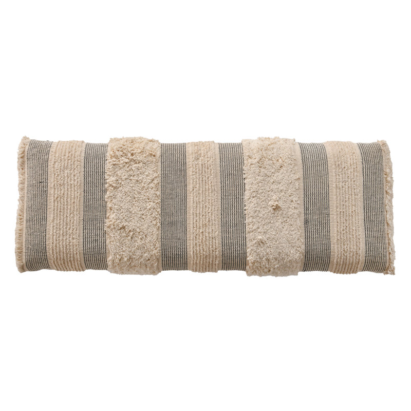 Eaglin Cotton Upholstered Storage Bench, Light Brown/Striped