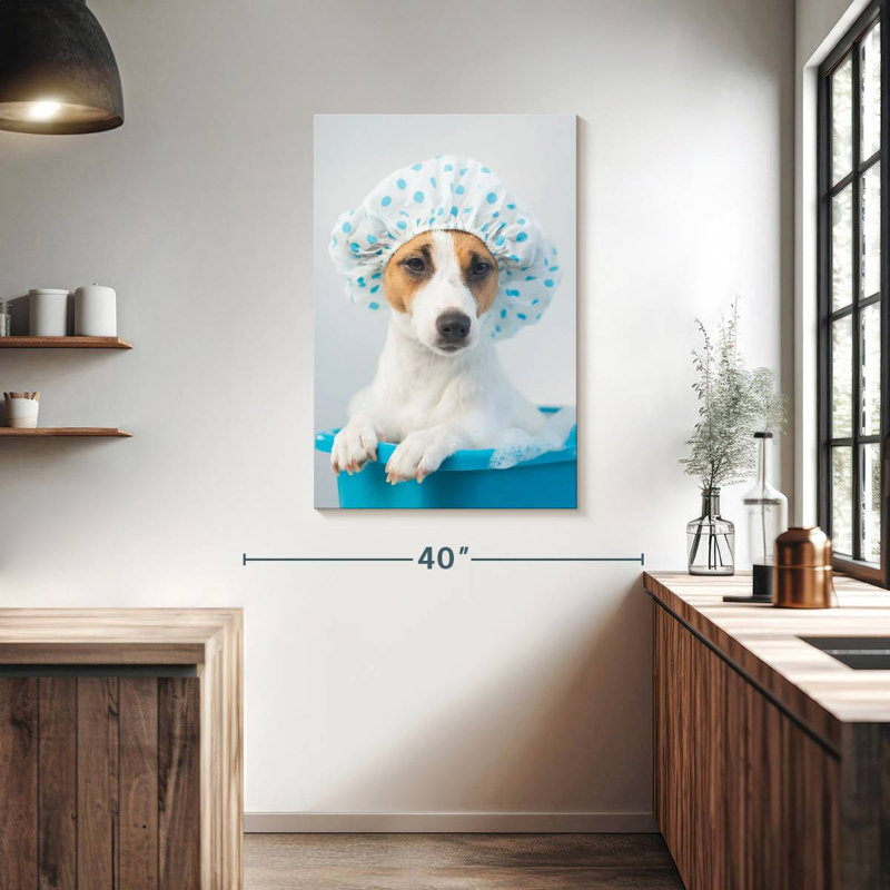 Ketti Terrier In Blue Bath, 39" H x 26" W
