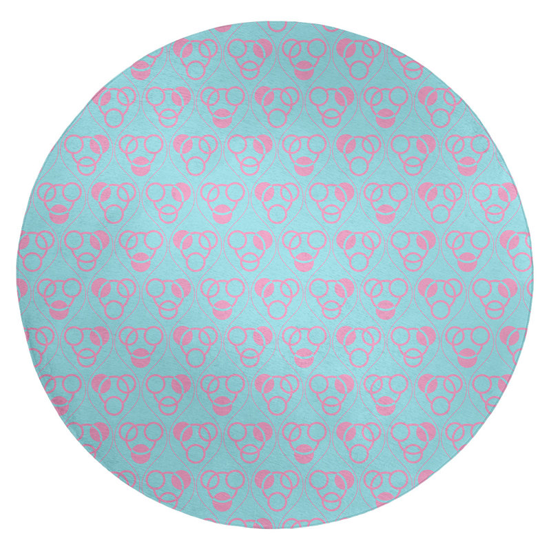 Chenille Geometric Indoor Rug, Round 5'