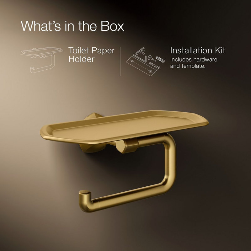 Occasion Toilet Paper Holder With Tray, Gold
