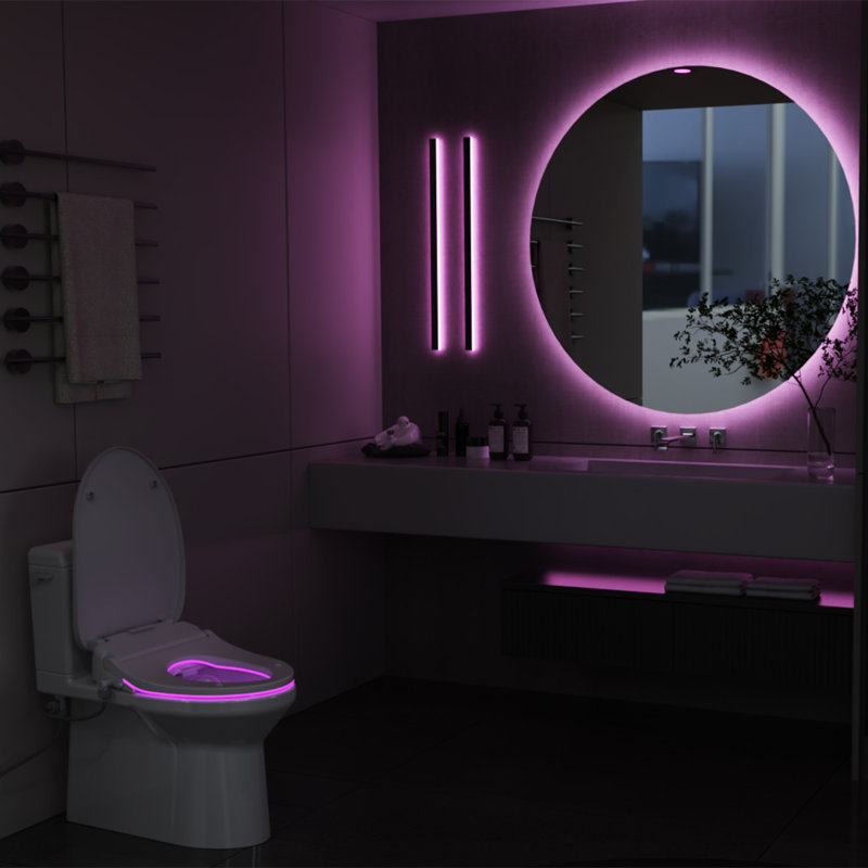 Electronic Bidet Toilet Seat Elongated, Auto Open & Close Lid Seat, LED Heated Toilet Seat