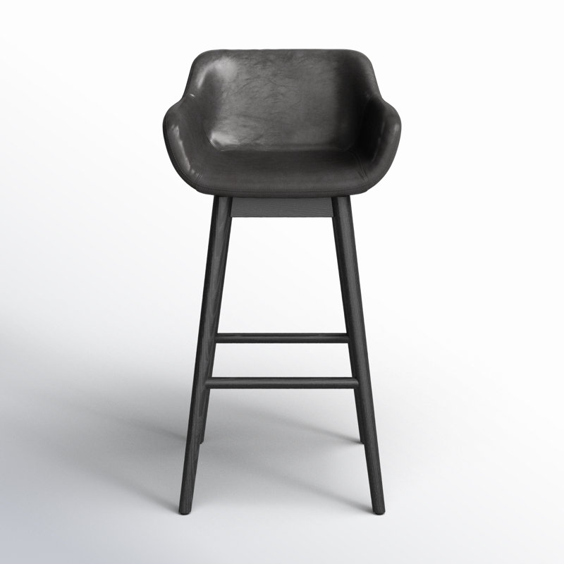 Hannah Swivel Stool, Bar Stool (30.5" Seat Height), Sonoma Black/Genuine Leather, Stained Black Ash