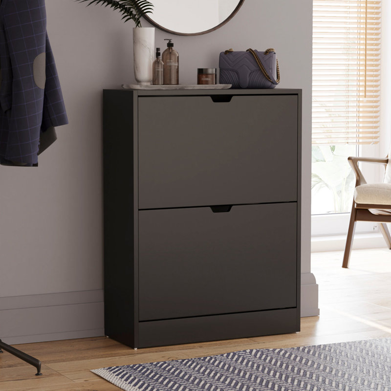 12 Pair Shoe Storage Cabinet, Black