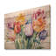 Collage de tulipes multicolores peintes - panneau de tulipes en bois sur bois de pin naturel-101409366