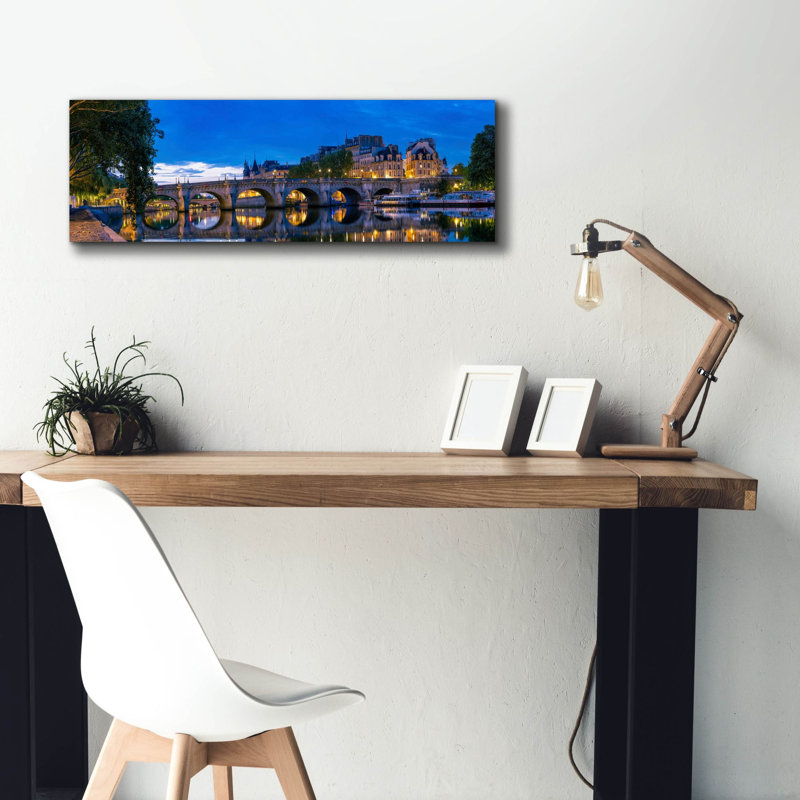«Paris - Point Neuf Bridge Panorama» par Epic Portfolio, art mural sur toile, H 12 po x l 36 po