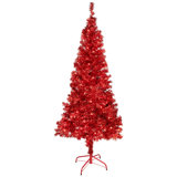 Pre-Lit Profile Artificial Tinsel Christmas Tree - Red