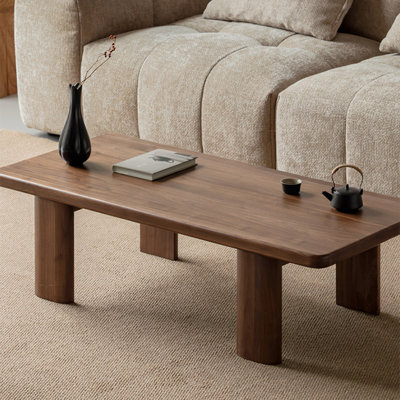 Zen-style rectangular solid wood coffee table
