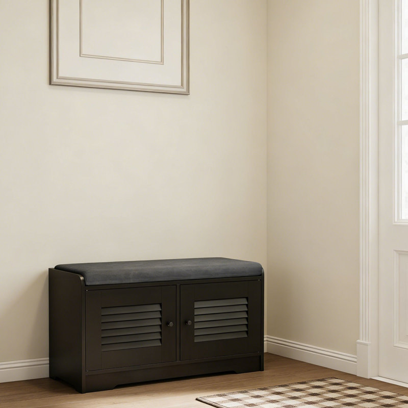 Banc de rangement pour chaussures moderne avec portes d'armoire et tablettes réglables, sièges et solution d'organisation