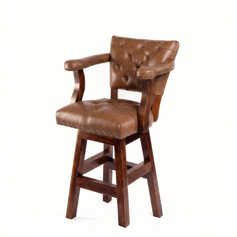 Tabouret de bar pivotant capitonné trophée brun moyen 26 po, Brun clair, Tabouret de comptoir (assise de 26 po de hauteur)