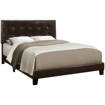 Magnifique lit tapissier brun avec structure stable pour grand lit transitionnel en similicuir