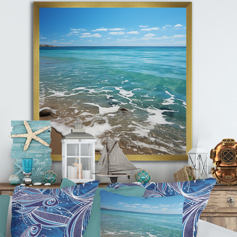 «Ocean Beach Serenity» sur impression sur toile, H 30 po x l 30 po x P 1 po, Encadrement doré