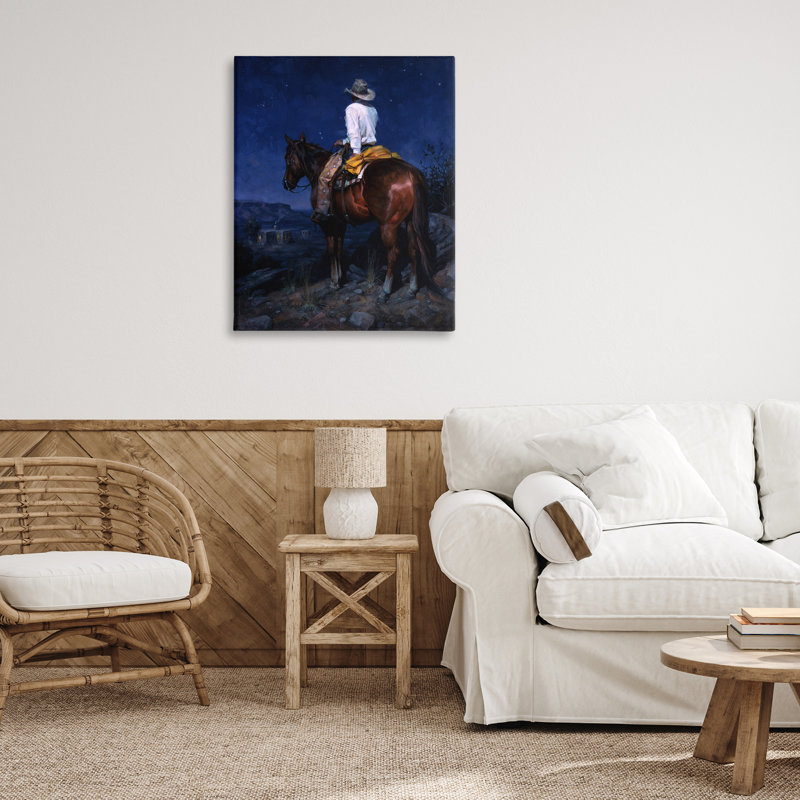 «Horse & Cowboy at Night», art mural par Jack Sorenson, H 40 po x l 30 po