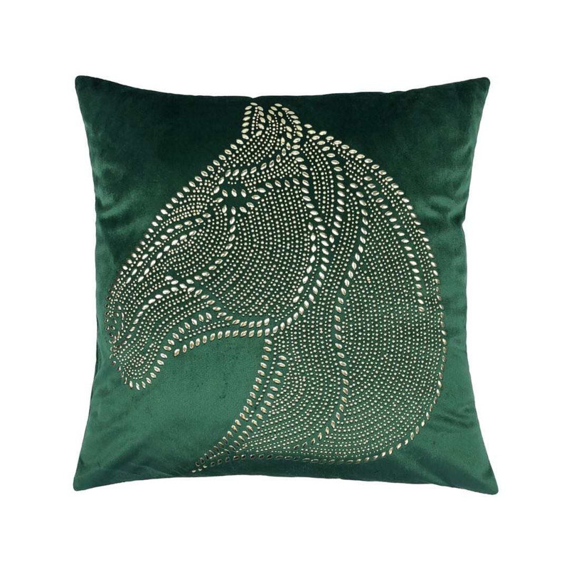 Housse de coussin carré broderie, Vert
