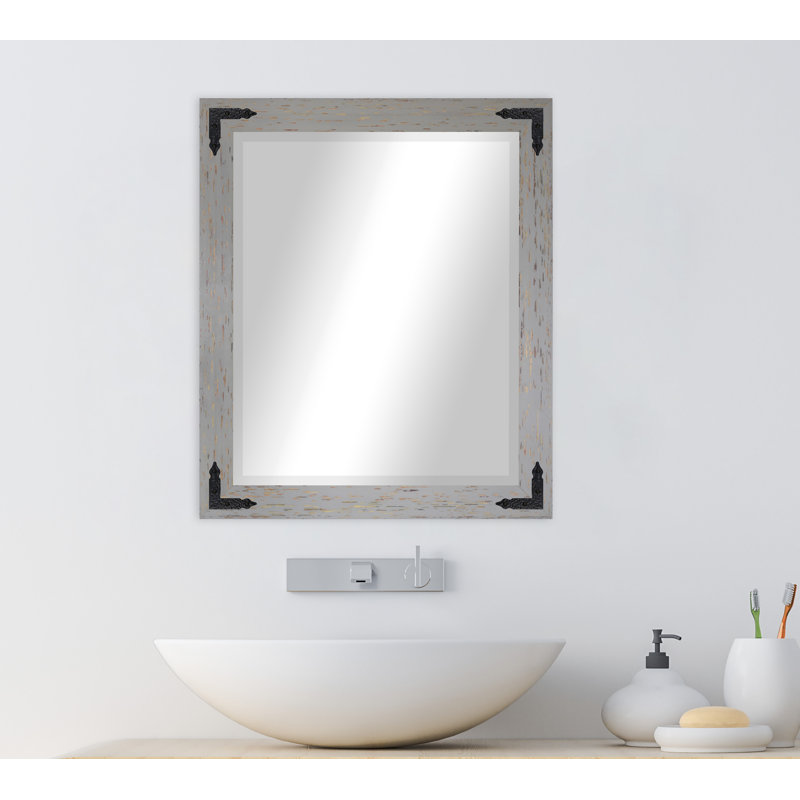 Tuohy Solid Wood Flat Wall Mirror, 31"  x 27" , Gray/Red