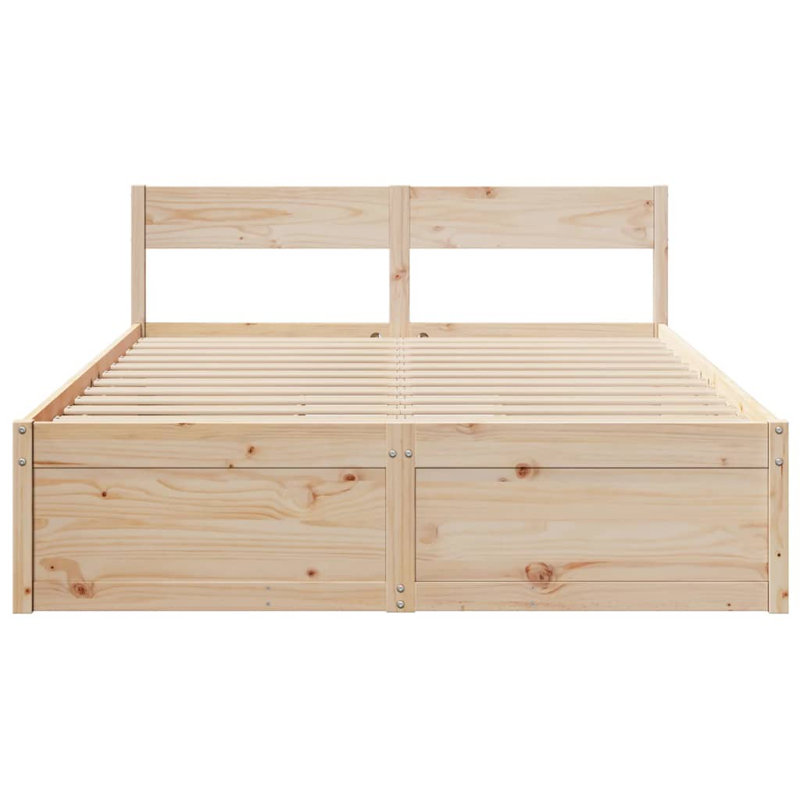 Arhum Solid Wood Bed, European Kingsize (160 x 200cm), Brown