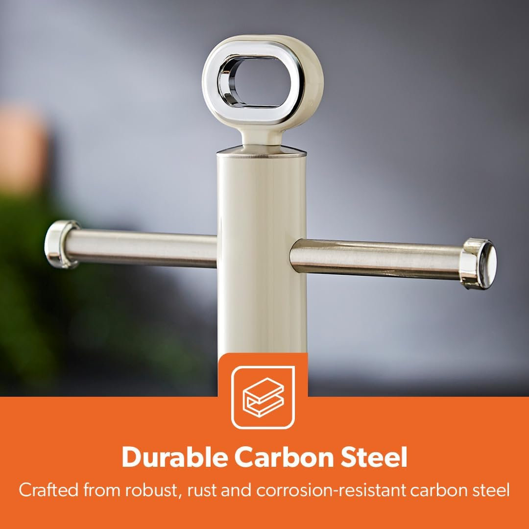 GEEPAS RetroVive Tea Coffee Sugar Canister, Bread Bin, Mug Tree & Towel Pole Set | 13L Bread Box 1.4L Airtight Canister Set | Carbon Steel Build Kitch