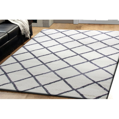 Tapis géométrique gris / ivoire