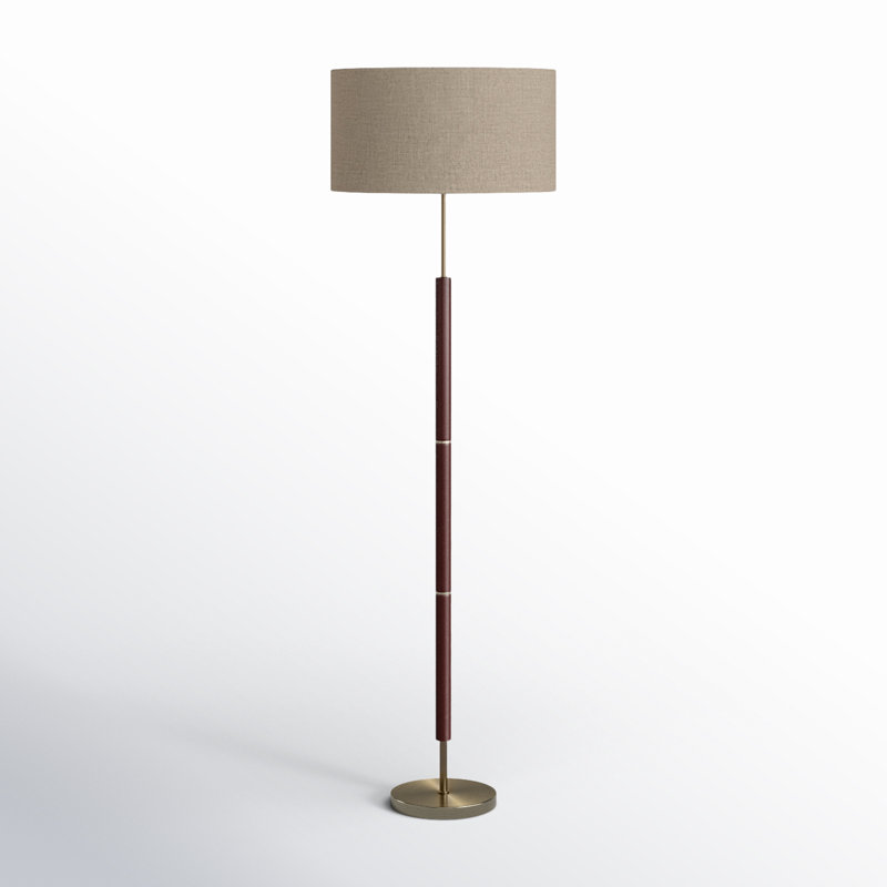 Lampe sur pied 65,5 po Fernando, Noyer/laiton antique, Beige