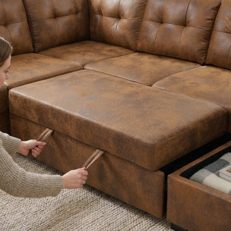 Canapé-lit modulaire en U 115 po Chesterfield