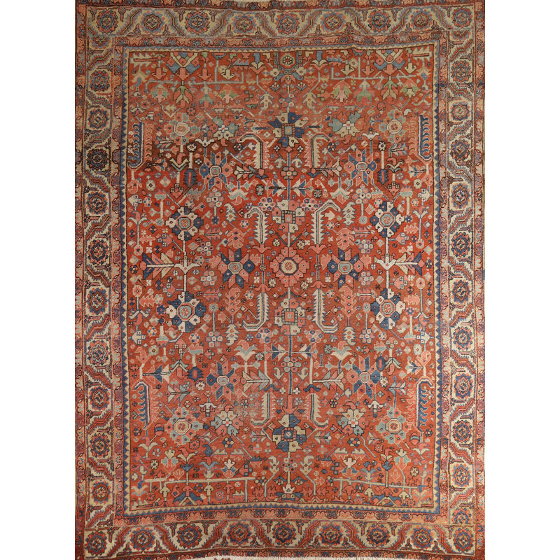 Tapis traditionnel à teinture végétale pré-1900 9 x 12