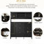 Armoire à chaussures à la mode avec 6 tiroirs et 4 crochets, grandes portes et rangement en verre trempé pour arbre d'entrée, tiroirs rabattables à finition noire, portes de couloir, Glorieusement-1201458810